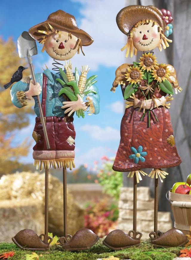 Plug-in figúrky nápady pre jesenné dekorácie plachých mužov a žien Metal-deco-figurína-kukurica a seno