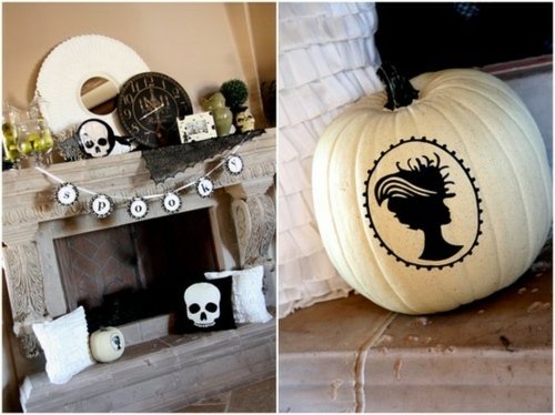 čiernobiela tekvica Halloween party dekorácie