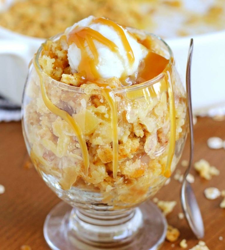 jesenný dezert v pohári zmrzlina karamel nápad rýchlo a jednoducho