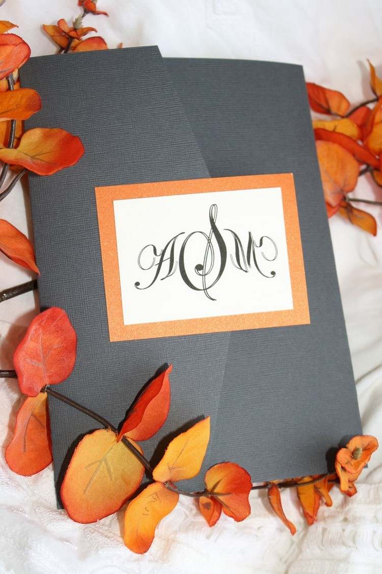 jesenné-pozvánky-nápady-kartón-papier-oranžovo-sivá