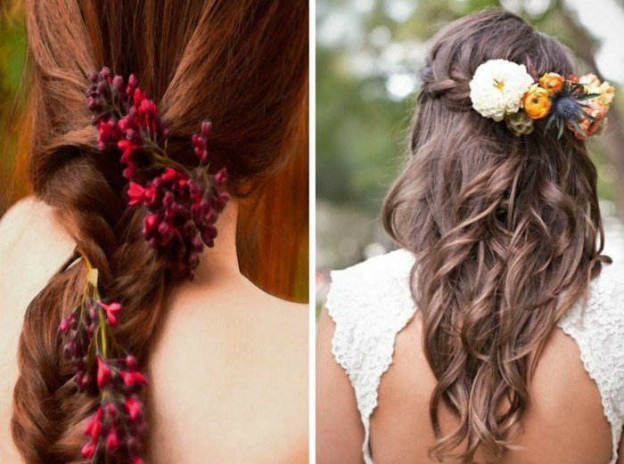 dlhé vlasy alebo vrkoč ozdobte jesennými kvetmi Pigtail-as-a-crown-of-hair-or-the-back-of-the-neck-berry-color