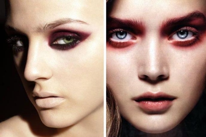 dramatický make-up-bordová-červené-očné tiene-koža-farebné-pery