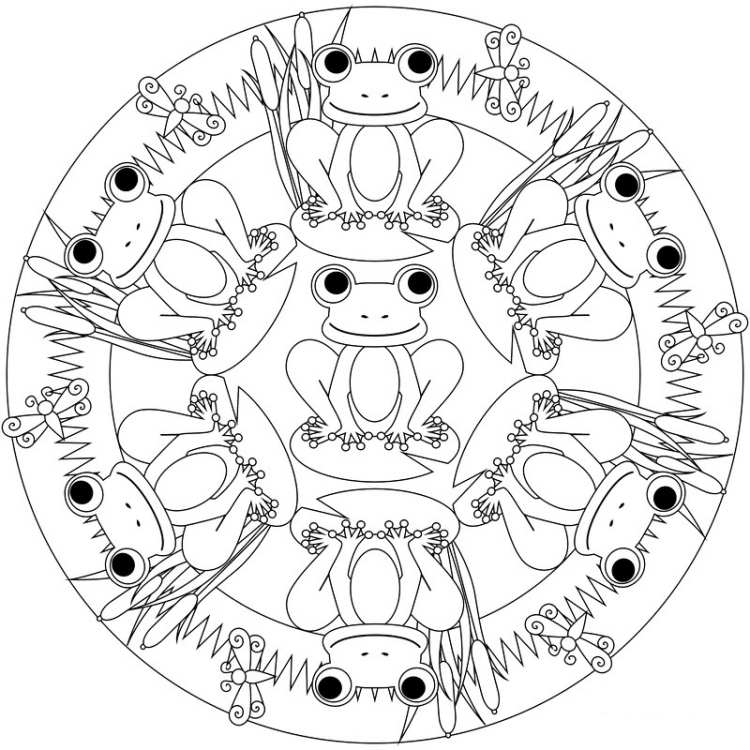 roztomilé žabky ako omaľovánka pre kreatívne jesenné mandaly mandaly-jesenná tlač-omaľovánky-deti-omaľovánky-žaby