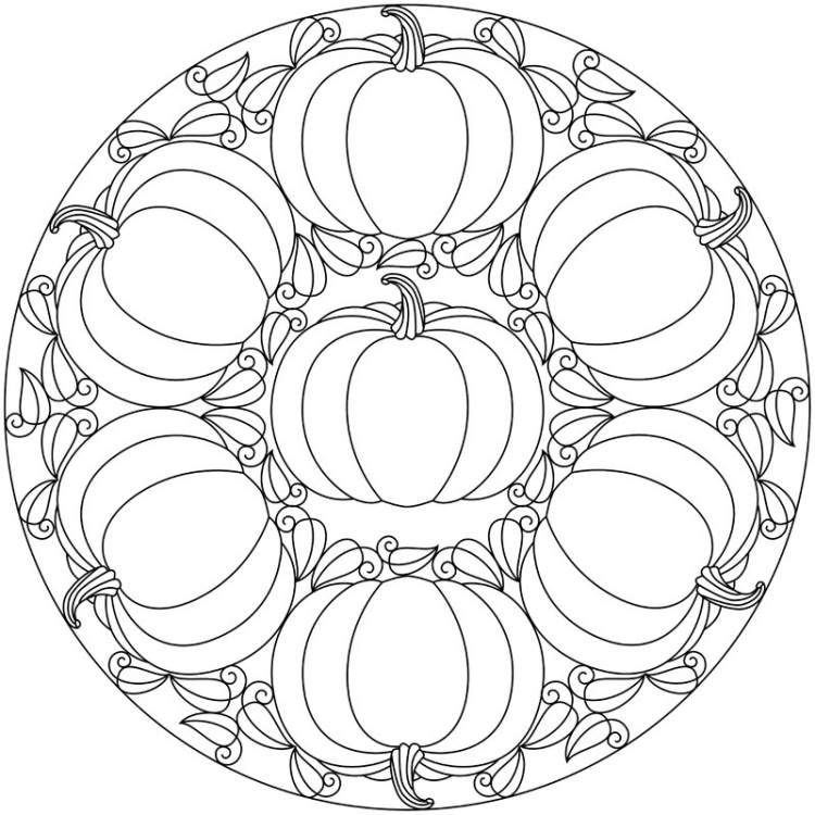 skvelý nápad - mandala na Halloween s tekvicami mandaly-jesenná tlač-omaľovánky-deti-omaľovánky-tekvice-halloween