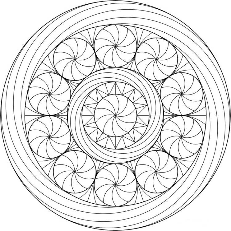 abstraktné tekvice alebo špirála ako mandala na Halloween mandaly-jesenná tlač-farbenie-deti-omaľovánky-tekvica-špirálové-kruhy