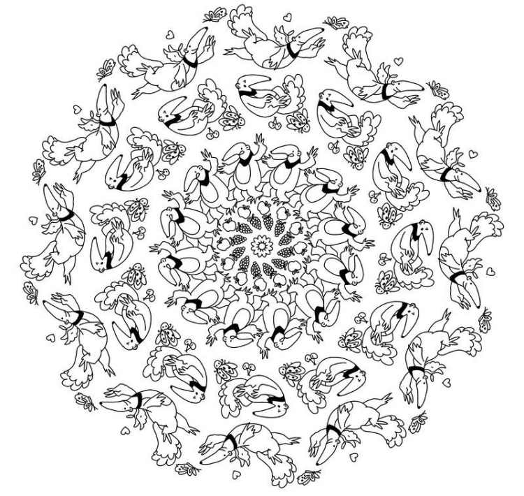 vtipné mravčiarky ako motívy jesenných mandál mandaly-jesenná tlač-sfarbenie-deti-sfarbenie-stránky-mravec-medveď-vtipné-vtipné