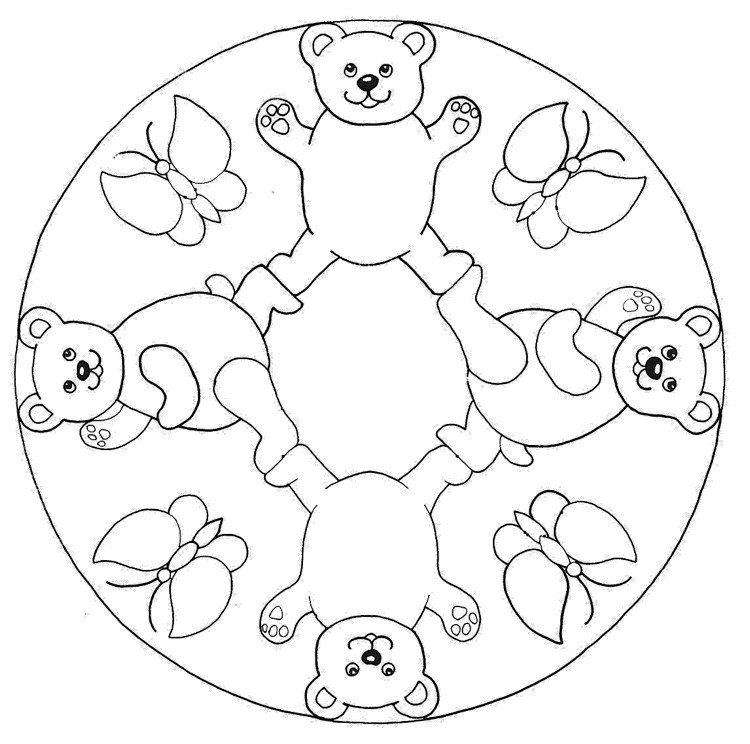 Medvede a motýle v kruhu mandaly jesenné-mandaly-deti-medvede-motýle