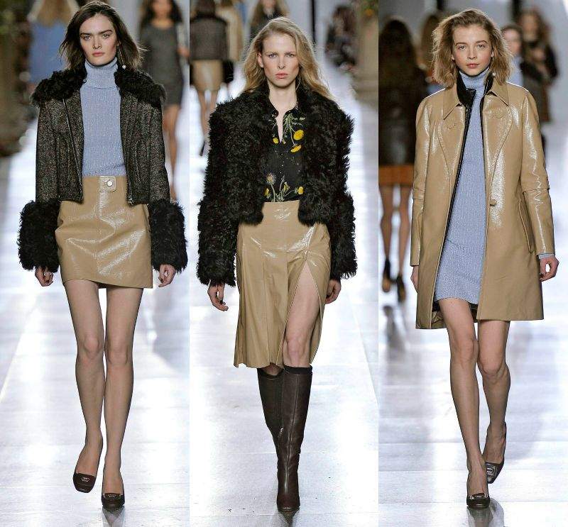 Sukňa z aktovej kože a svetlo modrá blúzka Jeseň-móda-2015-krátky-kabát-kožená-sukňa-ťava-modrá-čierna