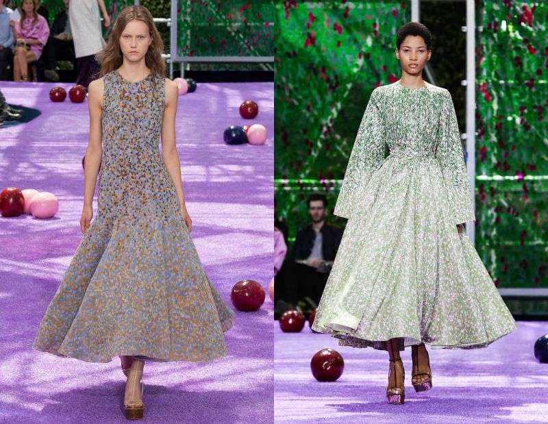 Dlhé šaty s kvetinovými vzormi a širokou sukňou Jeseň-móda-2015-Kvetinový vzor-Nápady-Šaty-sukne