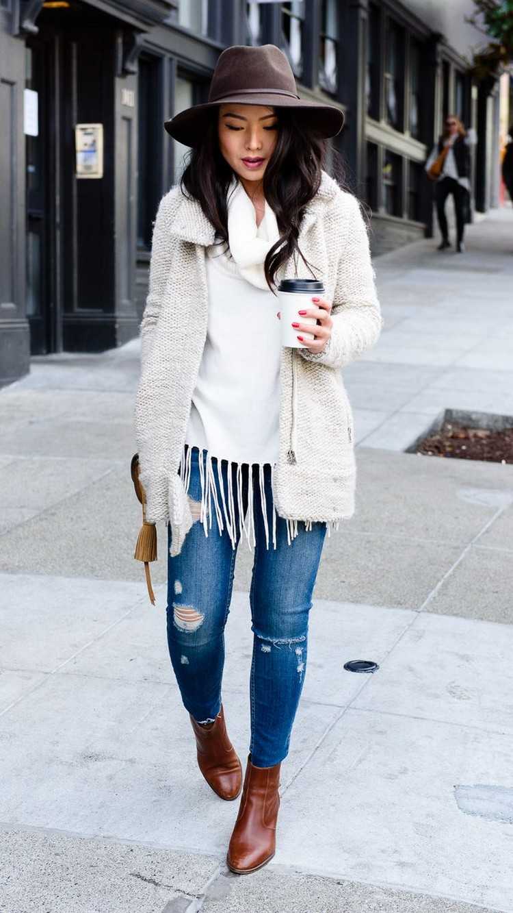 jesenné-outfity-2017-2018-trendy-ženy-fringed-hat