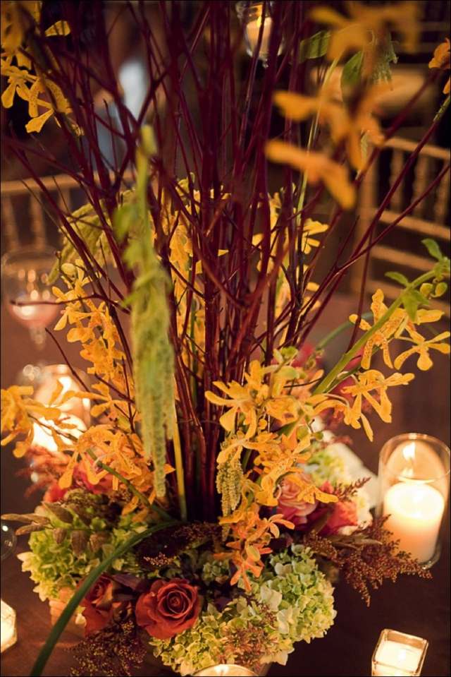 výzdoba recepcie svadobné ratolesti stredové sviečky