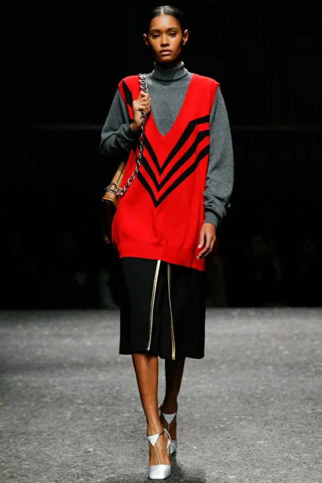 Módne nápady roláková kožená sukňa 2014 Rolákový sveter kožená sukňa 2014 2015prada1