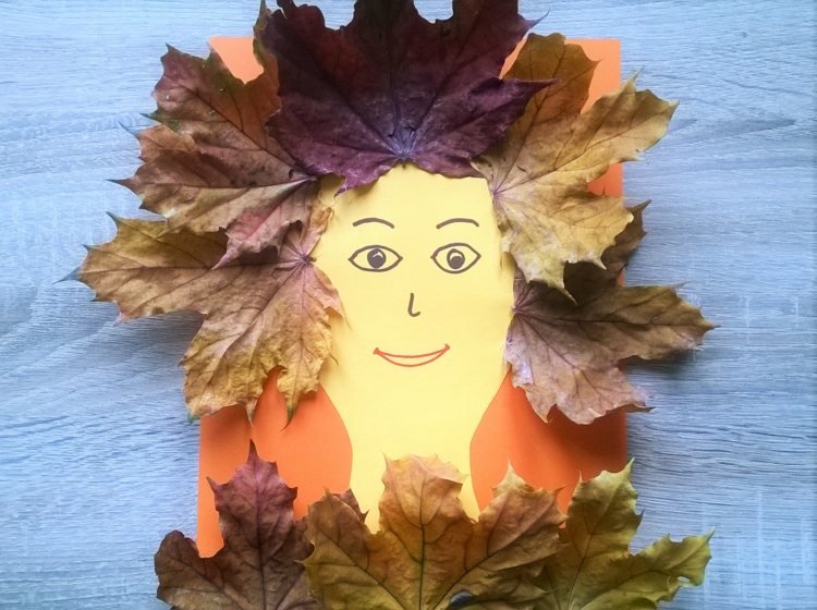 Jesenné koláže deti drotári tváre vlasy listy návrh kutilstvo