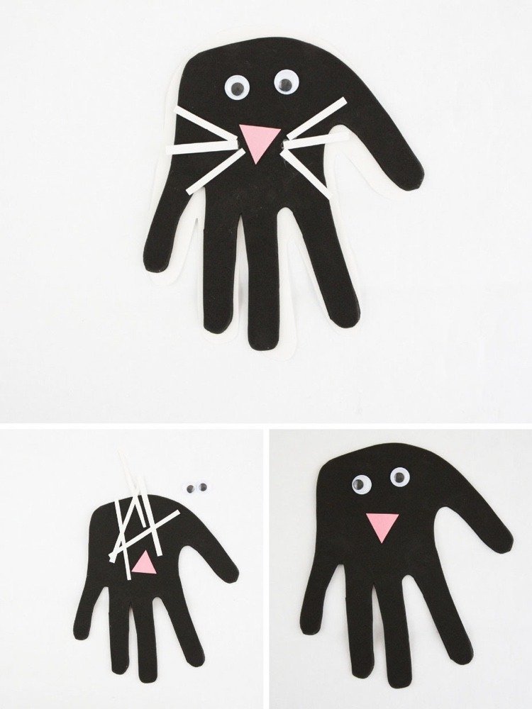 Vyrobte si s deťmi halloweensku a jesennú výzdobu, vystrihnite odtlačky rúk a vyrobte si siluety čiernych mačiek sami