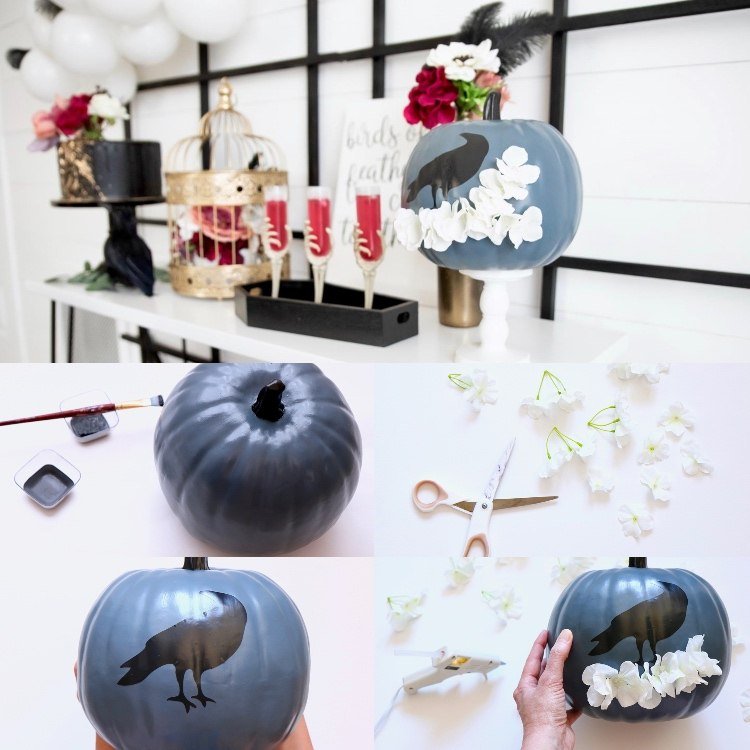 Remeselné nápady na Halloween, maľovanie tekvíc, zdobenie kvetmi