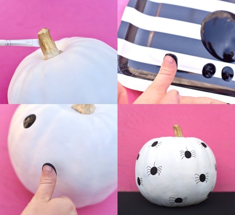 Maľovaná tekvica premení odtlačky prstov na pavúky