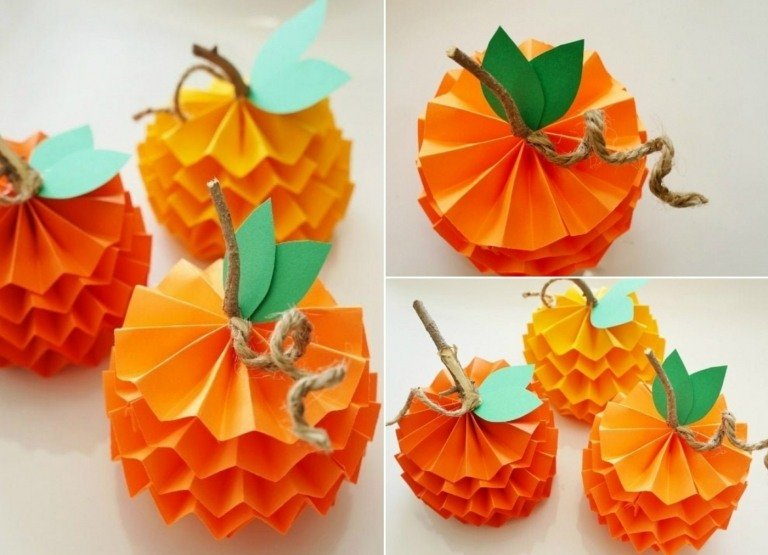 Vyrobte si jesenné dekorácie s deťmi zo skladaného papiera na jesenné tekvice