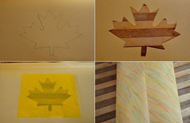 Dospelí pomáhajú deťom s jesennými ručnými prácami s papierom a pergamenom