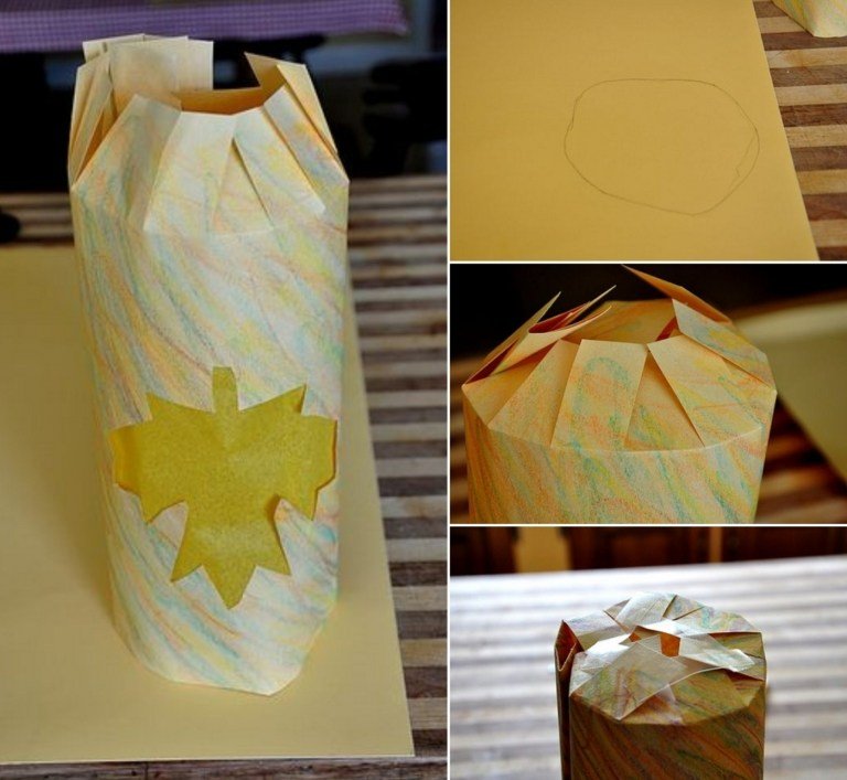 Papier do tvaru valca na jesennú lampu ako ozdoba