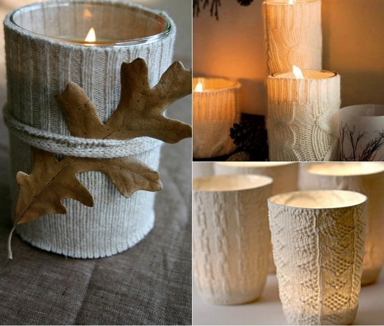 jesenná dekorácia-moderné-diy-čajové sviečky-starý-pulóver