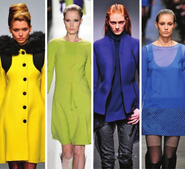 ženy-farby-jeseň-2014-2015-signál-žltá-limetková zelená-kobaltová modro-sýto modrá
