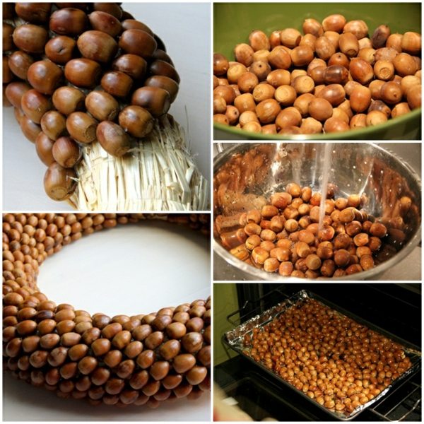 Nápad na výzdobu domu na jeseň veniec žalude