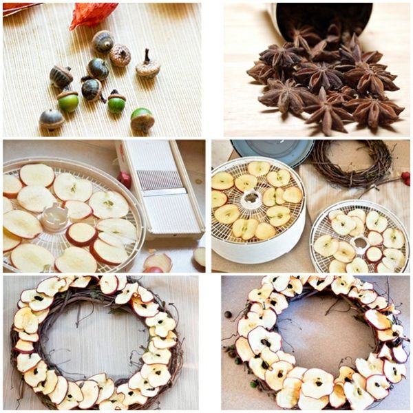 Veniec suché jablká remeselný dizajn