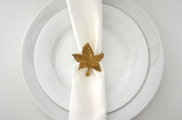 Prsteň na obrúsky Tinker nápad na ozdobu zlatý vzhľad kovový doplnok na jeseň