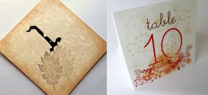 drotárske kutilské karty v starom papierovom vzhľade ozdobené listami a jesennými motívmi diy-miesto-karty-drotár-zeleň-listy-nápady-svadba-jeseň-motívy