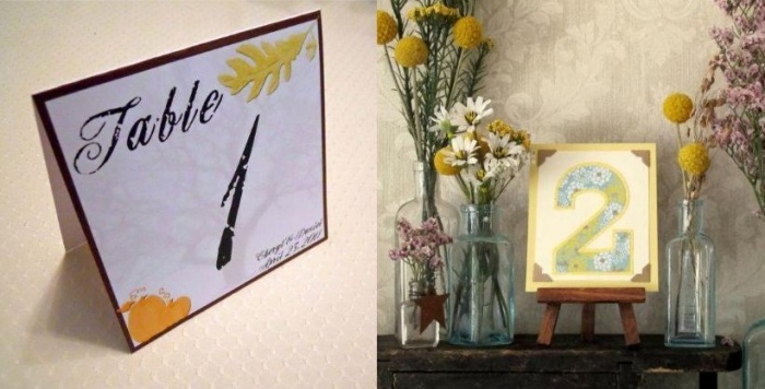 Vytvorte si karty a čísla miest sami - nápady na svadbu na jeseň nápady-miesto-karta-stojan-svadba-drotár-seba-jesenné listy-motívy