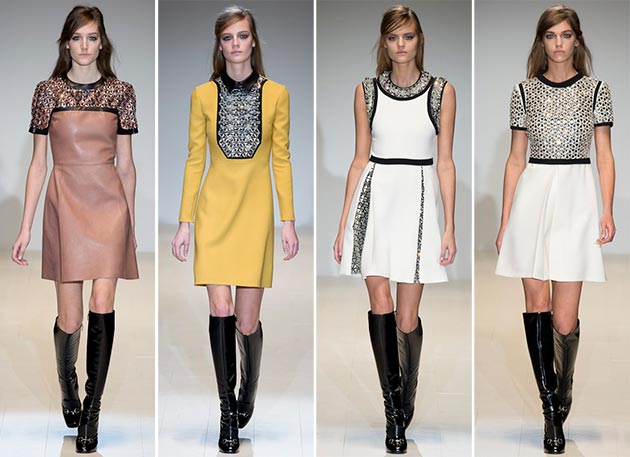 Mini šaty etno chic kolekcia Gucci jeseň 2014 2015