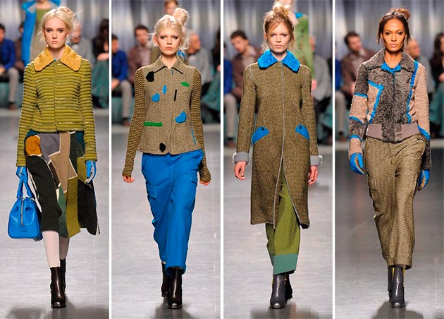 modré šaty dlhý kabát viacfarebný golier