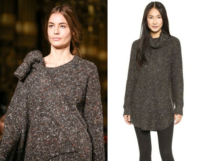 Jesenné módne outfity Pletené svetre Legíny Outfity pletené sveterové legíny čokoládovo hnedé