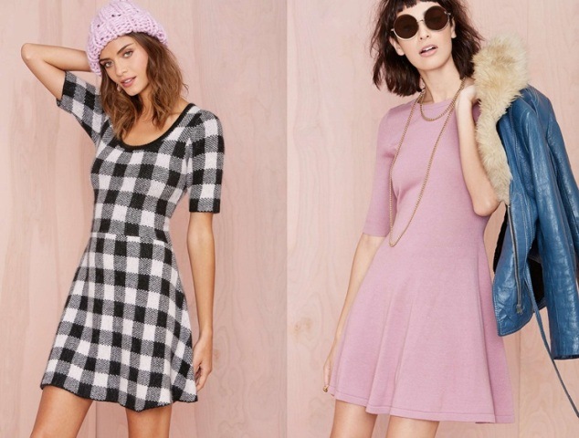 Plesové šaty z pletenej čiapky jesennej módy v ružovej farbe ružové farebné pletené klobúkové šaty kárované blue jack