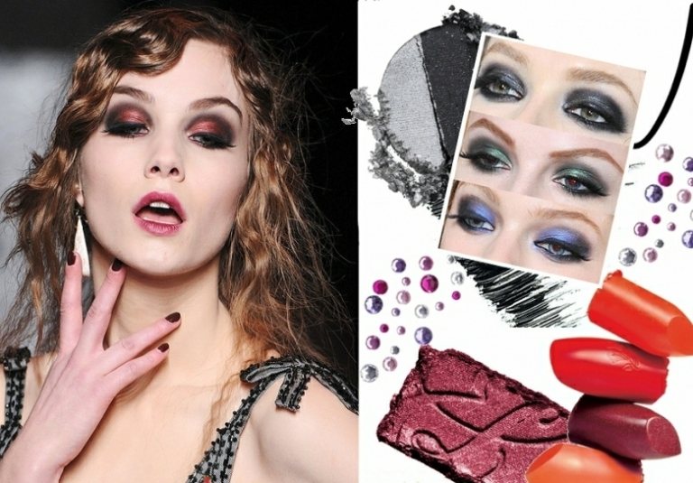 Jesenná paleta farieb-očných tieňov-zeleno-šedo-tehlovočervená