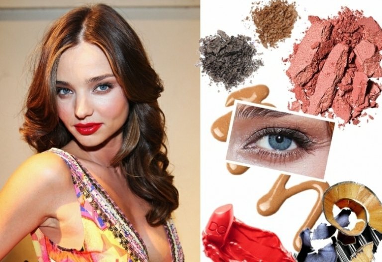 Paleta jesenných farieb-make-up-teplá-hnedá-očné tiene-trblietky-červená-rúž