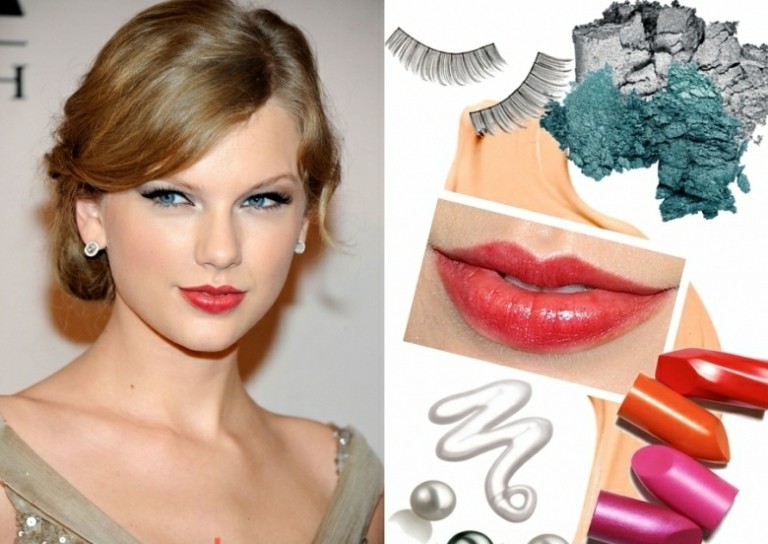 Paleta farieb jesenného typu-make-up-olivovo-zelené-očné tiene-červené-pery