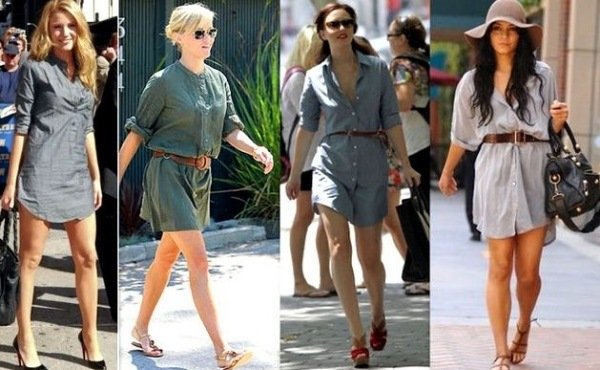 módne trendy leto 2014 košeľa ako šaty nosiť nápady celebrít