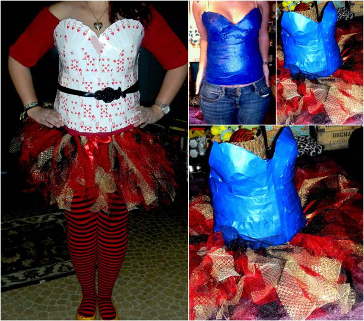 Vyrobte si vlastný kostýmový korzet kráľovnej srdca z hracích kariet a pásky