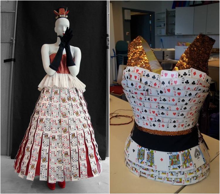 Vytvorte si vlastné šaty z kostýmu kráľovnej srdca a hracích kariet