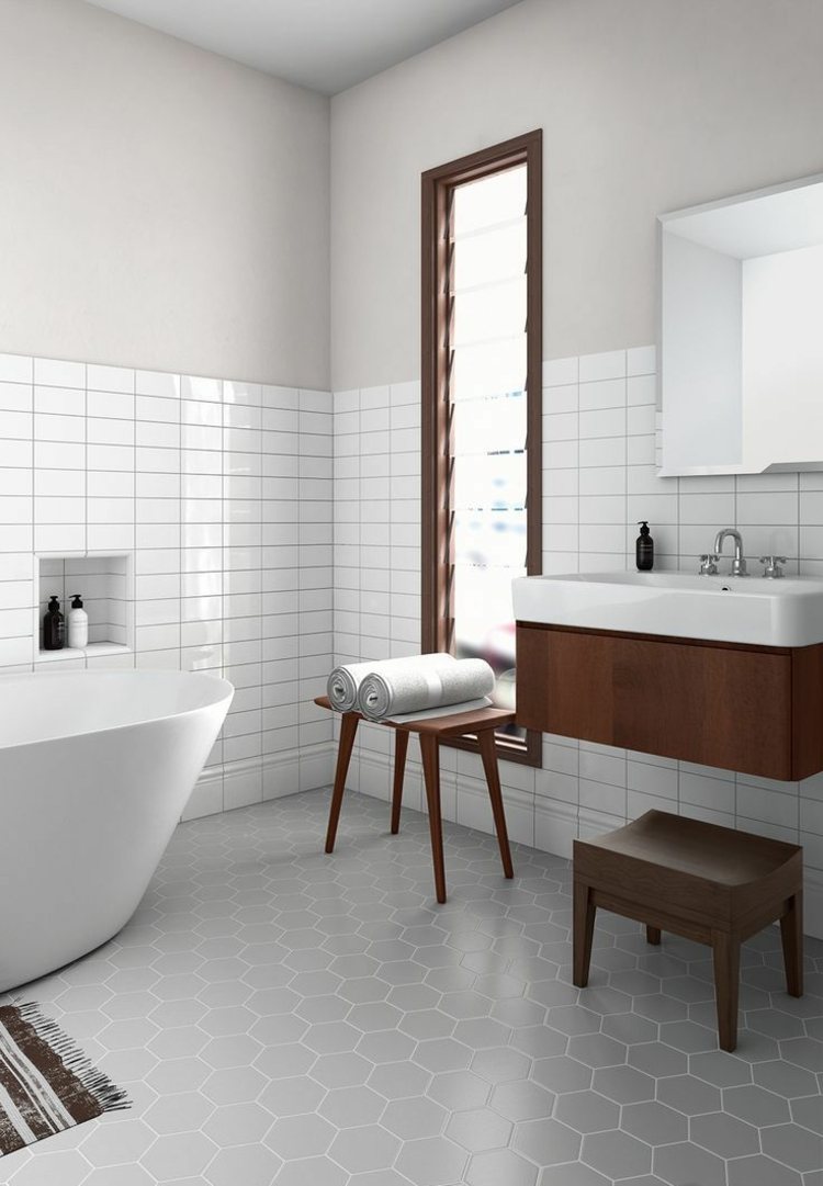 šesťhranné-dlaždice-kombinácia-kúpeľňa-dizajn-zariadenie-obkladu stien