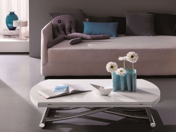 Konferenčný stolík výškovo nastaviteľný GLOBE-Ozzio-Design-vysoký lesk-biely-