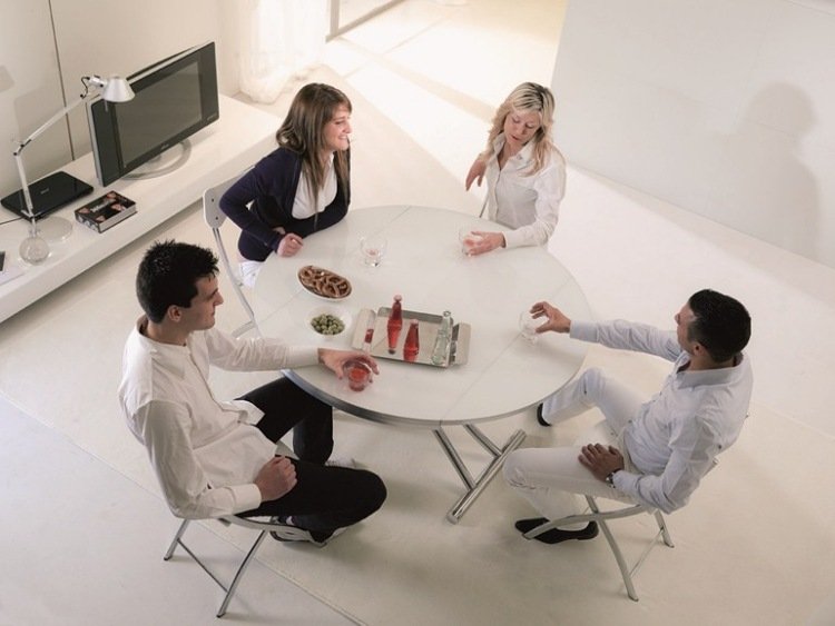 výškovo nastaviteľný-konferenčný stolík-GLOBE-CR-Ozzio-Design-biely-okrúhly-jedálenský stôl