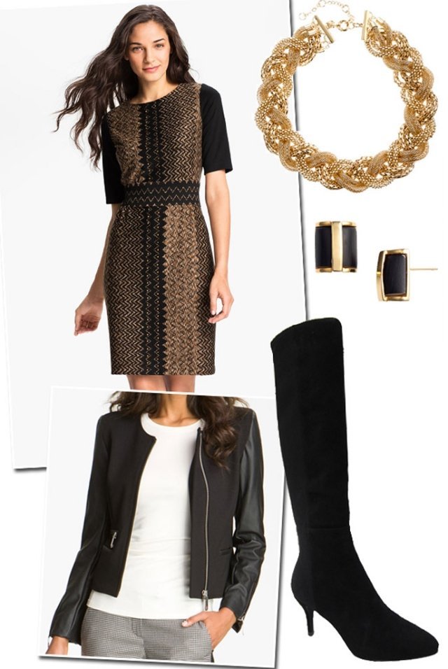 náramok kožená bunda nohavice motívy čierne zlaté prvky