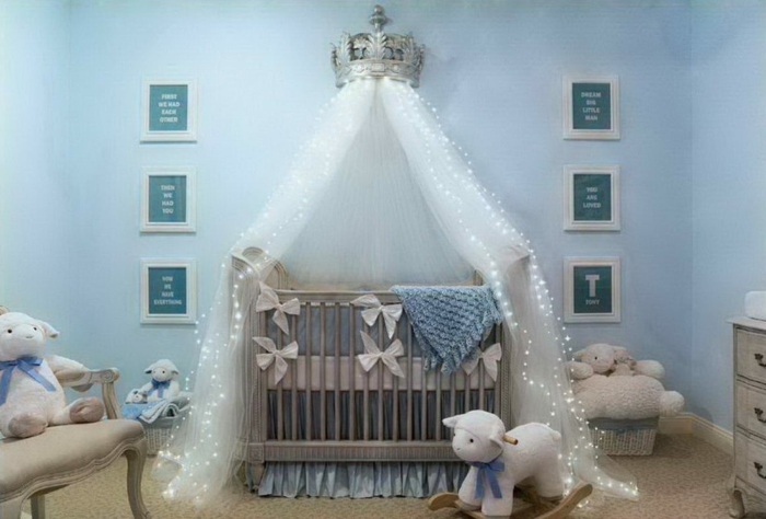 Baldachýn do detskej postieľky ako koruna na stenu detská postieľka pre chlapca