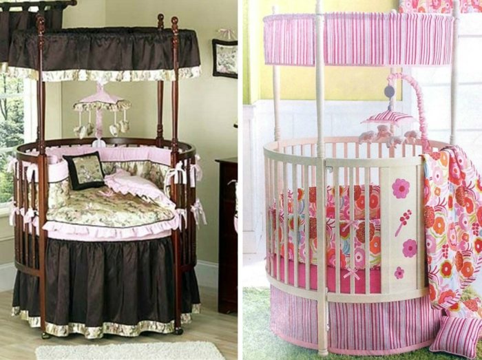 Baldachýn do detskej postieľky v okrúhlom prevedení okrúhla detská posteľ s motívmi a hniezdom