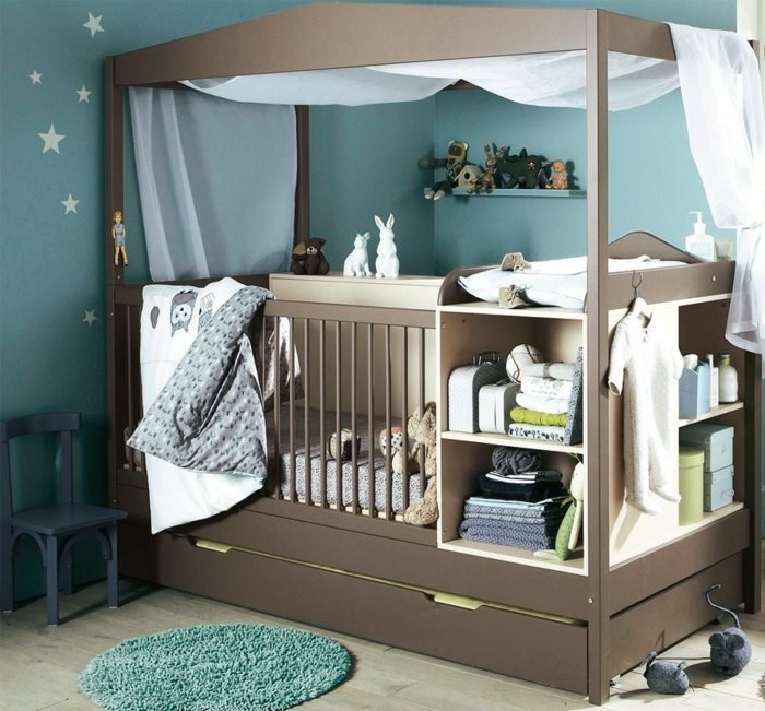 Baldachýn do detskej postieľky ako kompletná sada Baldachýn na detskú posteľ moderná škôlka s detskou posteľou a stĺpikom s baldachýnom