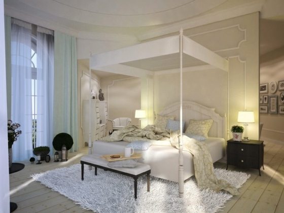 Nápady na posteľ s baldachýnom s krycou časťou, nábytok z tmavého dreva, farba škrupiny, farba miestnosti Rozdelenie izieb-drevený rám-spálňa-dizajn-s baldachýnom