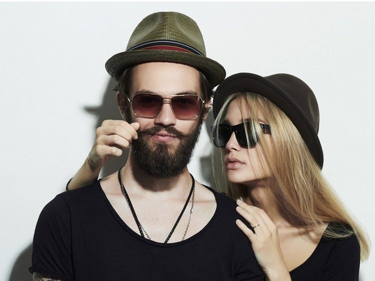 Hipster účes muž-žena styling