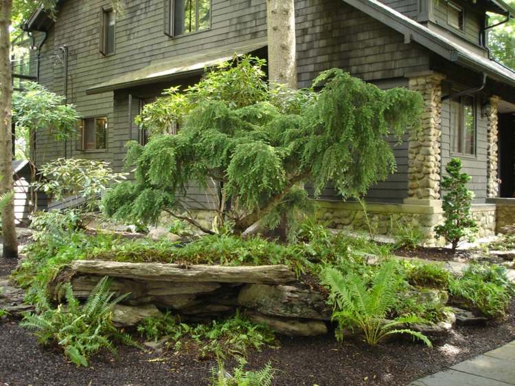 závesné stromy-záhrada-rustikálne-zrubové-skalné-záhradné-skalné-drevené-fasády